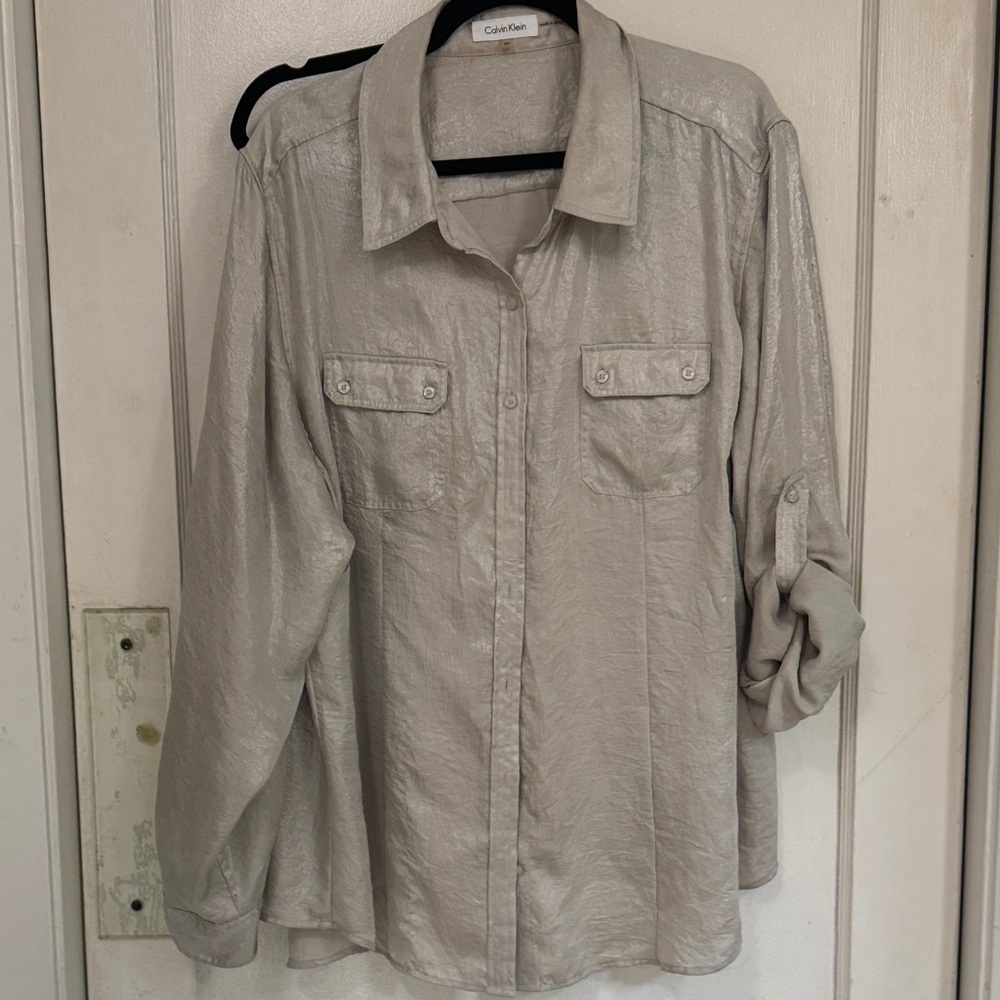 Calvin Klein Light Taupe Button-Front Shirt